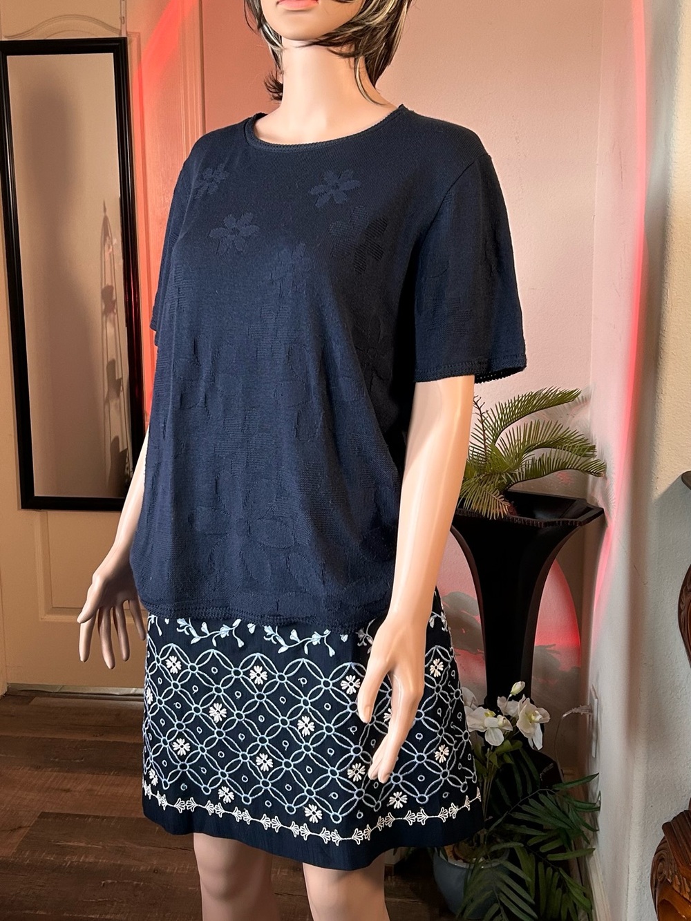 Alfred Dunner Navy Knit Top